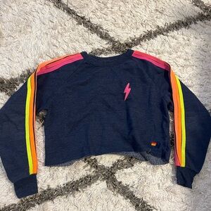 AVIATOR NATION BOLT EMBROIDERY CLASSIC CROPPED CREW SWEATSHIRT